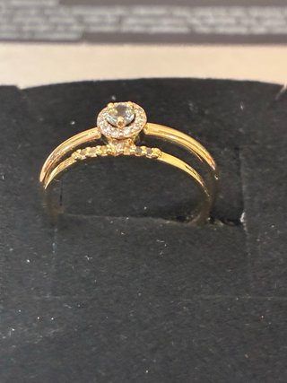 Anillo Oro 18k Diamantes y Aguamarina Natural