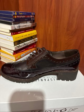 Zapatos Brogue Wonder Talla 39 Burdeos Marrón.