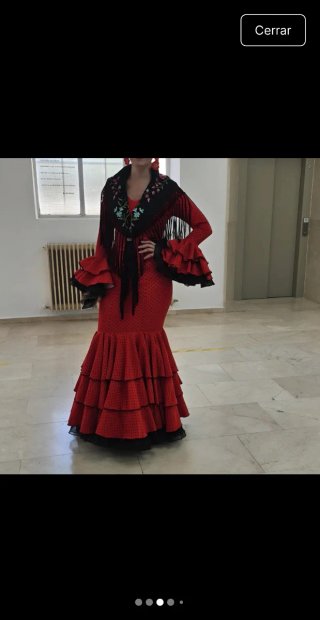 Traje de flamenca rojo lunares negros T38