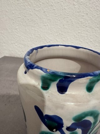 Jarrón Falauza Cerámica Azul y Verde