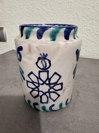 Jarrón Falauza Cerámica Azul y Verde