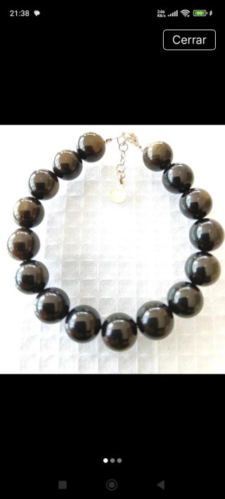 Pulsera Obsidiana Dorada Plata 925 12mm