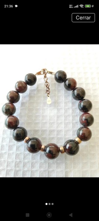 Pulsera Obsidiana Dorada Plata 925 12mm
