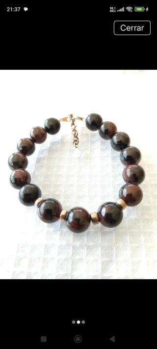 Pulsera Obsidiana Dorada Plata 925 12mm