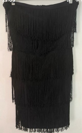 Vestido flecos negro años 90
