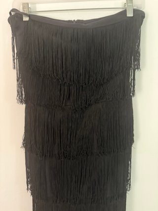 Vestido flecos negro años 90