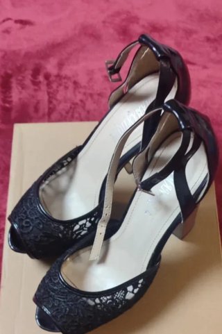 Zapatos de tacón con encaje y plataforma