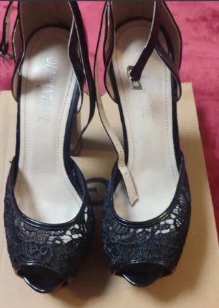 Zapatos de tacón con encaje y plataforma