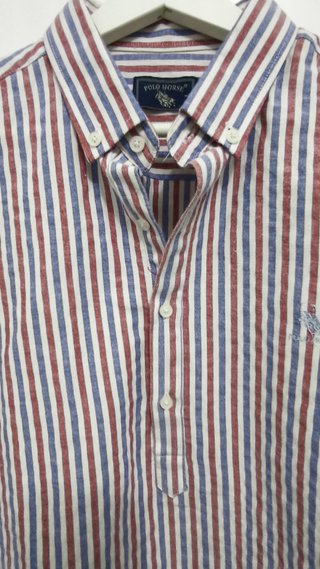 Camisa Polo Horse Rayas Azul y Rojo