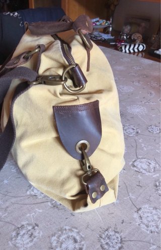 Borsa donna pelle e tela gialla