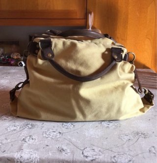 Borsa donna pelle e tela gialla