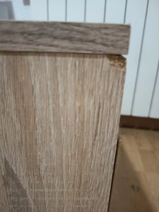Mesita de noche madera y blanca