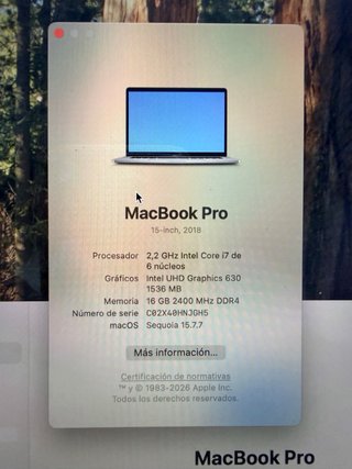 MacBook Pro 15 2018 512GB SSD Plata