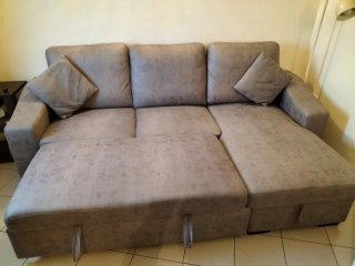 Sofá chaise longue cama con arcón.