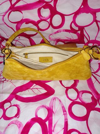 Bolso Zara Piel Ante Amarillo
