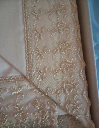 Lenzuolo Matrimoniale Pizzo Macramè Beige