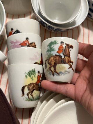 Vasos de porcelana mini con caza
