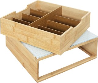 Cajón organizador de madera y vidrio
