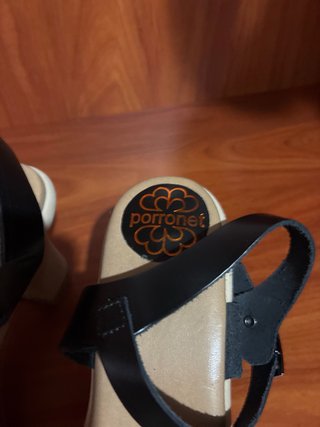 Sandalias Porronet Talla 39 Tacón Cuadrado Negras