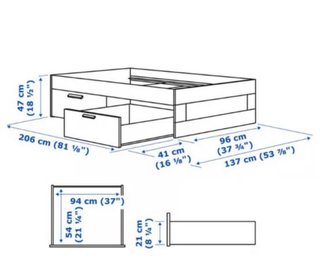 Camas 2m x 90cm con cajoneras