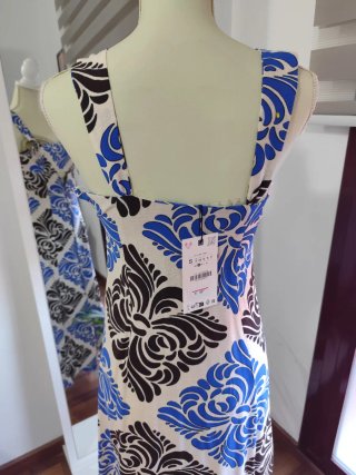 Vestido Zara Estampado Azul y Negro