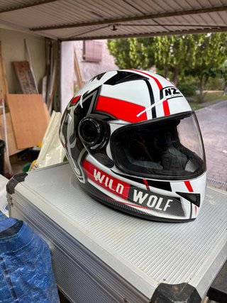 Casco Moto Infantil WILD WOLF NZI Blanco y Rojo