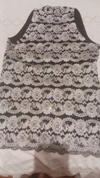 Blusa fiesta lentejuelas plata y negro