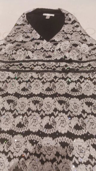 Blusa fiesta lentejuelas plata y negro