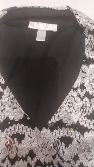Blusa fiesta lentejuelas plata y negro