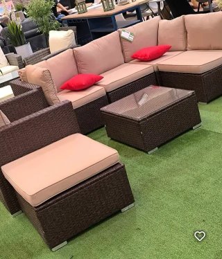 Conjunto Terraza Jardín Ratán Marrón