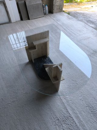 Mesa cristal y base mármol