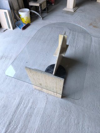 Mesa cristal y base mármol