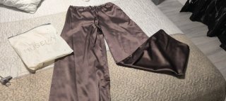 Pantalón ancho satén marrón