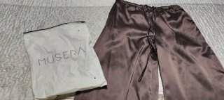 Pantalón ancho satén marrón