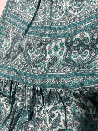 Vestido largo verde y turquesa