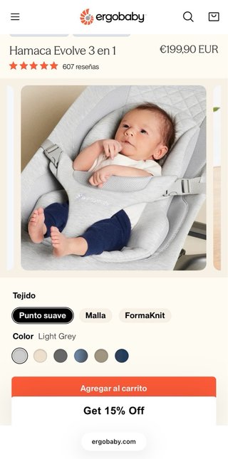 Hamaca Ergobaby Evolve 3 en 1-Desde recién nacido