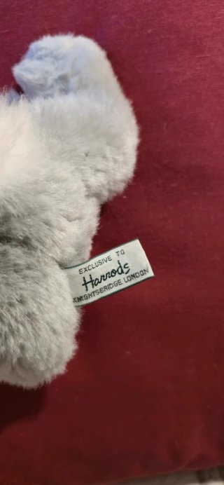 Peluche Harrods conejito gris y rosa