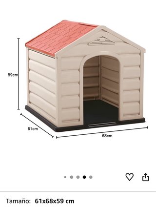 Caseta exterior perro pequeño beige/gris