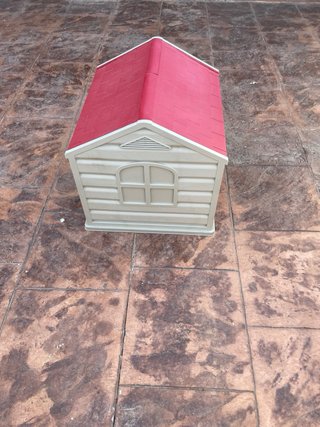Caseta exterior perro pequeño beige/gris