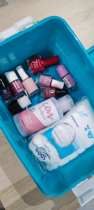 Caja organizadora azul y rosa