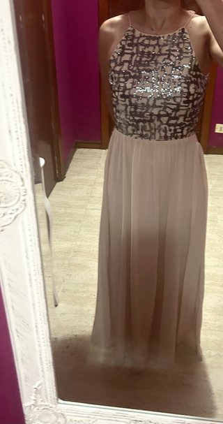 Vestido fiesta Tintoretto rosa nude /Plata