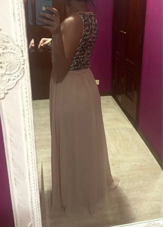 Vestido fiesta Tintoretto rosa nude /Plata