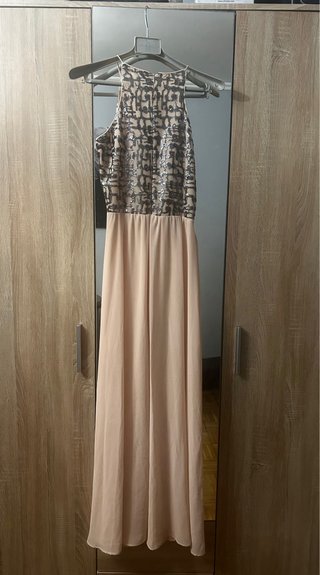 Vestido fiesta Tintoretto rosa nude /Plata