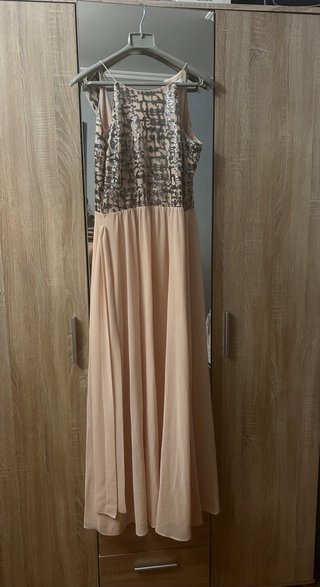 Vestido fiesta Tintoretto rosa nude /Plata
