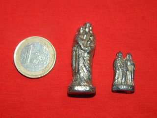 Lote dos figurillas antiguas religiosas d calamina