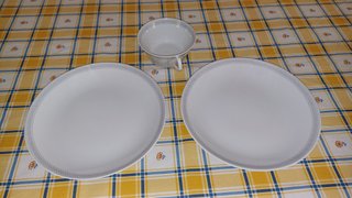 Vajilla Santa Clara MAH Vigo cenefa gris