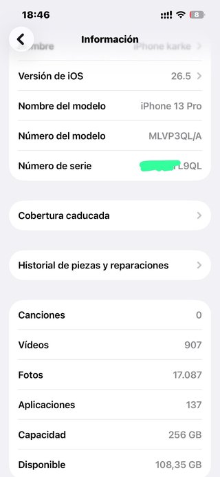 iPhone 13 Pro 256 GB Azul Batería 96%