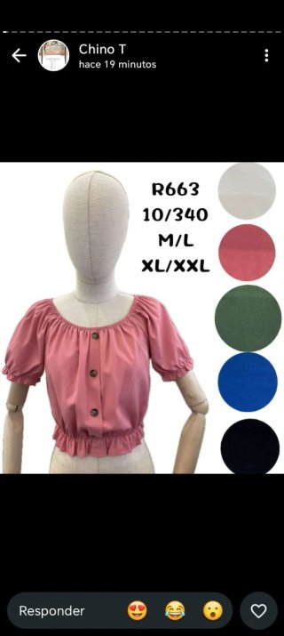 Top corto elástico R672 M/L XL/XXL 685740093 llama