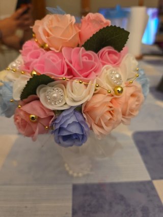 Ramo de Novia Hecho a Mano Flores Azules y Blancas