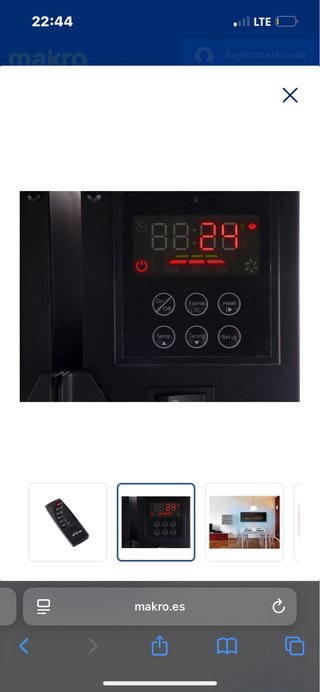 Chimenea eléctrica de pared con mando a distancia